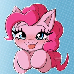 Size: 1683x1677 | Tagged: safe, artist:shunpie, artist:shunpiee, imported from derpibooru, pinkie pie, earth pony, pony, :p, colored sketch, cute, diapinkes, sketch, solo, tongue out