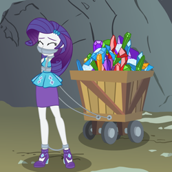 Size: 2000x2000 | Tagged: safe, artist:nie-martw-sie-o-mnie, imported from derpibooru, rarity, human, a dog and pony show, equestria girls, ankle cuffs, cart, clothes, cuffs, equestria girls-ified, female, gem, gemstones, harness, high heels, humanized, metal, rarity peplum dress, shackles, shoes, skirt, solo, tack