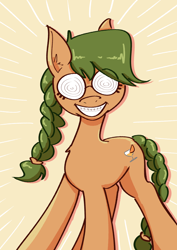Size: 2480x3508 | Tagged: safe, artist:tastimelon, oc, oc:morning mimosa, earth pony, pony, braces, featured image, female, glasses, grin, mare, smiling