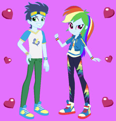 Size: 588x612 | Tagged: safe, artist:owletbrigthness, imported from derpibooru, rainbow dash, soarin', human, equestria girls, female, male, shipping, soarindash, straight