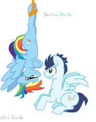 Size: 800x1008 | Tagged: safe, artist:trendari, imported from derpibooru, rainbow dash, soarin', pegasus, pony, female, male, mare, shipping, simple background, soarindash, stallion, straight, transparent background