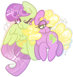 Size: 955x1013 | Tagged: safe, artist:vivian reed, imported from derpibooru, berry green, merry may, earth pony, pegasus, pony, berrymay, cute, duo, female, greendorable, lesbian, mare, merrybetes, shipping, simple background, transparent background