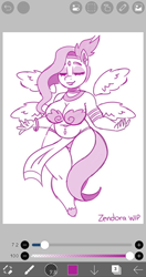 Size: 720x1364 | Tagged: safe, artist:zendora, imported from twibooru, pipp petals, anthro, pegasus, unguligrade anthro, adipipp, adorapipp, chubby, cute, eyes closed, fat, female, four wings, g5, goddess, image, jewelry, jewelry only, mare, multiple wings, pipp is short, png, shortstack, sketch, spread wings, wings, wip