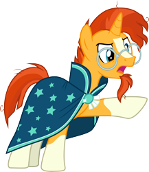 Size: 3000x3464 | Tagged: safe, artist:cloudy glow, imported from derpibooru, sunburst, pony, unicorn, .ai available, angry, cloak, clothes, frown, glasses, high res, male, open mouth, pointing, simple background, solo, stallion, sunburst's cloak, transparent background, vector