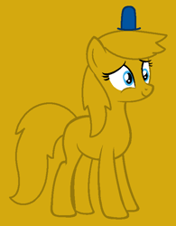 Size: 541x693 | Tagged: safe, artist:sky-winds, artist:spitfirethepegasusfan39, earth pony, pony, adult blank flank, base used, blank flank, clothes, gold background, hat, male, mr. dizzy, mr. men, mr. men little miss, ponified, simple background, smiling, solo, stallion