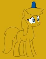 Size: 541x693 | Tagged: safe, artist:sky-winds, artist:spitfirethepegasusfan39, imported from derpibooru, earth pony, pony, adult blank flank, base used, blank flank, clothes, gold background, hat, male, mr. dizzy, mr. men, mr. men little miss, ponified, simple background, smiling, solo, stallion