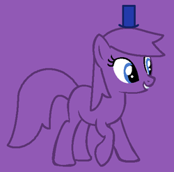 Size: 463x457 | Tagged: safe, artist:spitfirethepegasusfan39, artist:twilightpowerbases, imported from derpibooru, earth pony, pony, adult blank flank, base used, blank flank, clothes, grin, hat, male, mr. impossible, mr. men, mr. men little miss, ponified, purple background, simple background, smiling, solo, stallion