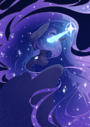 Size: 600x849 | Tagged: safe, artist:tiitcha, imported from derpibooru, princess luna, pony, magic, solo