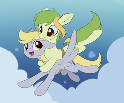 Size: 2560x2132 | Tagged: safe, artist:dusthiel, imported from derpibooru, derpy hooves, oc, oc:dust wind, earth pony, pegasus, pony, female, flying, male, mare, open mouth, solo, spread wings, stallion, wings