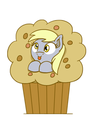 Size: 1350x1800 | Tagged: safe, artist:flutterluv, imported from derpibooru, derpy hooves, pegasus, pony, :p, derpy day, food, muffin, ponies in food, simple background, smiling, solo, tongue out, transparent background