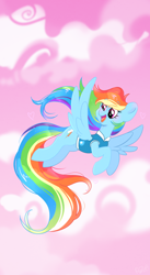 Size: 1592x2904 | Tagged: safe, artist:pozya1007, imported from derpibooru, rainbow dash, pegasus, clothes, cute, simple background, solo, spring