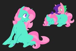 Size: 1595x1073 | Tagged: safe, artist:partyponypower, imported from derpibooru, minty, earth pony, pegasus, pony, :p, black background, g3, simple background, tongue out, unknown pony