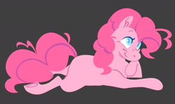 Size: 1595x948 | Tagged: safe, artist:partyponypower, imported from derpibooru, pinkie pie, earth pony, pony, gray background, lying down, prone, simple background, solo