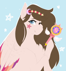 Size: 1280x1366 | Tagged: safe, artist:pixelberrry, imported from derpibooru, oc, pegasus, pony, colored wings, female, mare, multicolored wings, one eye closed, solo, star vs the forces of evil, wings, wink