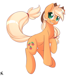 Size: 1600x1600 | Tagged: safe, artist:spittfireart, imported from derpibooru, part of a set, applejack, earth pony, pony, applejack's hat, colored pupils, cowboy hat, cute, female, freckles, hat, jackabetes, looking at you, mare, signature, simple background, smiling, smiling at you, solo, white background