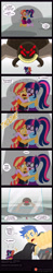 Size: 2293x11684 | Tagged: safe, artist:niban-destikim, imported from derpibooru, flash sentry, sci-twi, sunset shimmer, twilight sparkle, human, spider, comic:the shrinking project, equestria girls, barefoot, crisis averted, crying, emanata, eyes closed, feet, glass, hug, micro, open mouth, shadow, shrunk