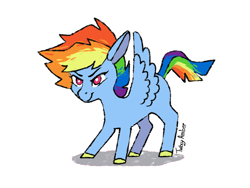 Size: 1024x768 | Tagged: safe, artist:twixyamber, imported from derpibooru, rainbow dash, pony, chibi, simple background, solo, white background