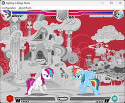 Size: 620x514 | Tagged: safe, artist:fimroots, imported from derpibooru, rainbow dash, zipp storm, pegasus, fighting is magic, blitz (character), clone, cloudsdale, corrupted dale, flying, g5, game screencap, house