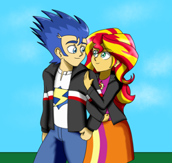 Size: 3600x3396 | Tagged: safe, artist:moderneddy01, imported from derpibooru, flash sentry, sunset shimmer, equestria girls, female, flashimmer, male, shipping, straight