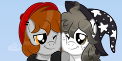 Size: 1100x550 | Tagged: safe, artist:jennieoo, imported from derpibooru, oc, oc:daphy, oc:milky, pegasus, pony, avatar, commission, happy, icon, matching icons, show accurate, smiling, vector, ych example, ych result, your character here