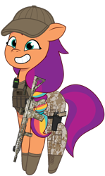 Size: 728x1220 | Tagged: safe, alternate version, artist:edy_january, artist:prixy05, edit, imported from derpibooru, part of a set, vector edit, sunny starscout, earth pony, pony, ar-15, armor, assault rifle, body armor, boots, clothes, combat knife, delta forces, equipment, g5, gears, gloves, gun, handgun, hat, knife, m1911, m4a1, military, military pony, military uniform, my little pony: tell your tale, pistol, rifle, shoes, simple background, soldier, soldier pony, solo, tactical vest, transparent background, uniform, us army, vector, vest, weapon