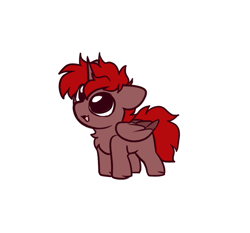 Size: 793x740 | Tagged: safe, artist:mariashek, imported from derpibooru, oc, oc only, oc:hardy, alicorn, pony, chest fluff, chibi, male, simple background, smol, solo, stallion, white background