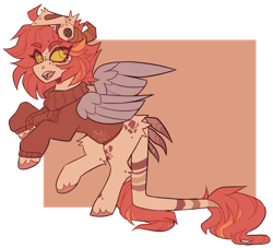 Size: 1600x1452 | Tagged: safe, artist:faultx, imported from derpibooru, oc, oc:faultx, pegasus, pony, clothes, colored wings, female, horns, mare, simple background, solo, sweater, wings