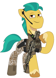 Size: 1096x1526 | Tagged: safe, artist:edy_january, artist:prixy05, edit, imported from derpibooru, vector edit, hitch trailblazer, earth pony, pony, armor, assault rifle, body armor, boots, clothes, combat knife, delta forces, g5, gun, handgun, knife, military, military pants, military pony, military uniform, my little pony: tell your tale, pants, pistol, radio, ragning bull (revolver), revolver, rifle, shirt, shoes, simple background, soldier, soldier pony, special forces, tactical vest, transparent background, uniform, united states, us army, vector, vest, weapon, xm7