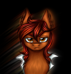 Size: 2336x2456 | Tagged: safe, artist:darklight1315, imported from derpibooru, oc, oc:ado, earth pony, pony, fallout equestria, black background, chest fluff, clothes, ear fluff, fallout equestria: mayday, lab coat, male, simple background, solo, stallion