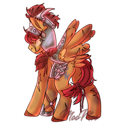 Size: 1280x1280 | Tagged: safe, artist:littlecowmoo, imported from derpibooru, flash magnus, pegasus, pony, armor, butt, helmet, male, plot, scar, simple background, solo, stallion, transparent background