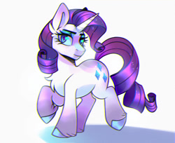 Size: 1920x1568 | Tagged: safe, artist:virygo19, imported from derpibooru, rarity, pony, unicorn, chromatic aberration, colored hooves, female, horn, mare, simple background, smiling, solo, unshorn fetlocks, white background