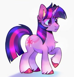 Size: 1622x1676 | Tagged: safe, artist:virygo19, imported from derpibooru, twilight sparkle, pony, unicorn, chromatic aberration, colored hooves, female, mare, raised hoof, simple background, solo, unicorn twilight, unshorn fetlocks, white background