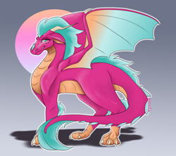 Size: 3600x3200 | Tagged: safe, artist:draksodia, imported from derpibooru, dragon, blaize skysong, dragoness, female, g5, quadrupedal, redesign, signature, simple background, solo