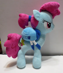 Size: 2364x2736 | Tagged: safe, artist:onlyfactory, imported from derpibooru, berry punch, berryshine, earth pony, pony, angry, backpack, bootleg, female, photo, plushie, ponytail