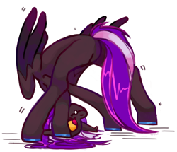 Size: 2130x1832 | Tagged: safe, artist:tymbochka, imported from derpibooru, oc, oc only, oc:wicked whims, hybrid, pegasus, butt, contortionist, featureless crotch, female, flexible, parent:oc:kelp butt, parent:oc:ogkb, parent:oc:razzmatazz gleam, parents:oc x oc, pegabat, plot, solo