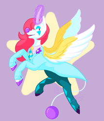 Size: 2419x2832 | Tagged: safe, artist:laughingfranki, imported from derpibooru, oc, oc only, alicorn, demon, art, clown, digital art, purple background, simple background, solo