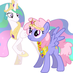 Size: 1850x1850 | Tagged: artist needed, source needed, safe, imported from derpibooru, princess celestia, rainbowshine, alicorn, pegasus, pony, big crown thingy, celestia is not amused, concave belly, crown, duo, element of generosity, element of honesty, element of kindness, element of laughter, element of loyalty, element of magic, elements of harmony, ethereal mane, ethereal tail, eyelashes, female, folded wings, frown, height difference, hoof shoes, jewelry, long mane, looking at each other, looking at someone, mare, pegasus oc, peytral, physique difference, princess shoes, raised hoof, regalia, simple background, slender, spread wings, standing, tail, tall, thin, transparent background, unamused, wings