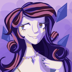 Size: 1280x1280 | Tagged: artist needed, source needed, safe, imported from derpibooru, rarity, human, equestria girls, bust, female, lineless, portrait, simple background, solo