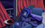 Size: 3193x1975 | Tagged: safe, artist:maretian, princess luna, alicorn, alcohol, canterlot, city, cityscape, cloud, couch, crown, curtains, ethereal mane, fainting couch, female, glass, jewelry, lying down, mare, missing accessory, night, night sky, open window, raised eyebrow, regalia, rug, sky, smiling, solo, starry mane, table, wind, window, wine, wine glass