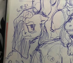 Size: 1080x930 | Tagged: safe, artist:vemrill, imported from derpibooru, pinkie pie, earth pony, pony, grumpy, pen drawing, pinkamena diane pie, sketch, solo, traditional art