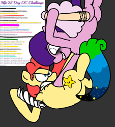 Size: 3023x3351 | Tagged: safe, artist:professorventurer, imported from derpibooru, pipp petals, oc, oc:power star, pegasus, series:ask pippamena: bonus content, barbed wire, baseball bat, duo, duo female, falling, female, fight, g5, pegasus oc, pippamena, redesign, rule 85, super mario 64, super mario bros., wings