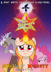 Size: 500x705 | Tagged: safe, imported from derpibooru, discord, pinkie pie, princess luna, oc, oc:pizza pie, alicorn, earth pony, pony, unicorn, crying, fanfic, fimfiction, food, full friendships magic, horn, pizza, pizza pie, recolor