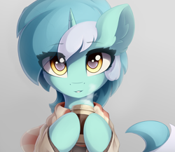 Size: 3000x2600 | Tagged: safe, artist:ifmsoul, imported from derpibooru, lyra heartstrings, pony, unicorn, coffee cup, cup, cute, ear fluff, eye clipping through hair, female, high res, hoof hold, horn, looking at you, lyrabetes, mare, solo