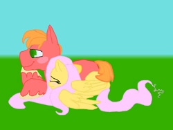 Size: 749x562 | Tagged: safe, artist:mlplover789, imported from derpibooru, big macintosh, fluttershy, earth pony, pegasus, female, fluttermac, male, mare, shipping, stallion, straight