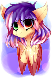 Size: 804x1200 | Tagged: safe, artist:amiicommissions, imported from derpibooru, oc, oc:cookie, pegasus, pony, bust, colored wings, female, heterochromia, mare, portrait, solo, two toned wings, wings