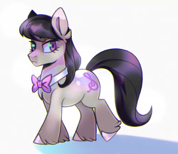 Size: 1920x1670 | Tagged: safe, artist:virygo19, imported from derpibooru, octavia melody, earth pony, pony, bowtie, colored hooves, female, fluffy, hoof polish, looking at you, mare, octavia is not amused, shadow, simple background, solo, unamused, unshorn fetlocks, walking, white background