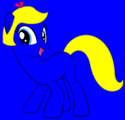 Size: 890x851 | Tagged: safe, artist:monkfishyadopts, artist:spitfirethepegasusfan39, imported from twibooru, earth pony, pony, adult blank flank, base used, blank flank, blue background, bow, brainy, clothes, female, hair bow, image, little miss, little miss brainy, mare, mr. men, mr. men little miss, open mouth, open smile, png, ponified, simple background, smiling, solo