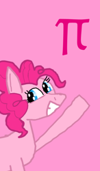 Size: 600x1024 | Tagged: safe, artist:beanosboy5677, imported from derpibooru, pinkie pie, earth pony, pony, female, pi day, pink background, simple background, solo