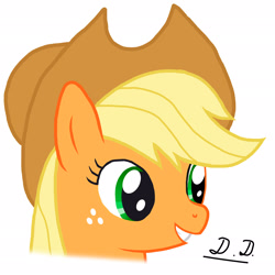 Size: 2048x2048 | Tagged: safe, artist:48n32g, imported from derpibooru, applejack, pony, simple background, smiling, white background