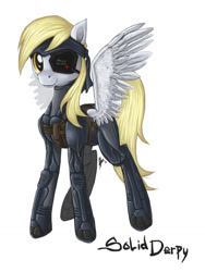 Size: 960x1280 | Tagged: safe, artist:relydazed, imported from derpibooru, derpy hooves, pegasus, pony, crossover, female, konami, mare, metal gear, solid snake, solo